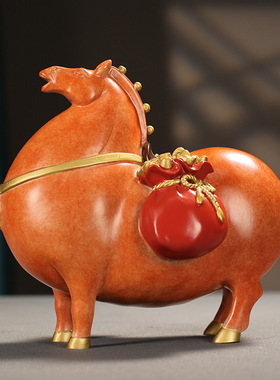 马上有钱纯铜马摆件招财客厅装饰品家居轻奢唐马乔迁开业礼物酒柜