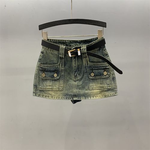 复古工装牛仔短裙女2024春季新款显瘦a字防走光高腰包臀半身裙子