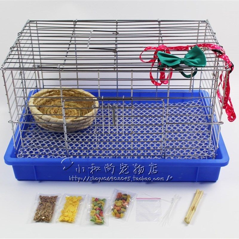 包邮蓝盆电镀加粗兔笼子宠物兔笼小号大号特大号防漏尿防喷尿笼子