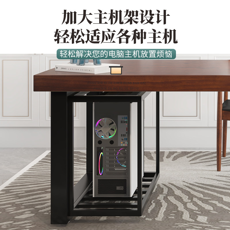 台式电脑桌带主机位实木款悬空卧室家用可放主机纯实木电脑桌书桌图片