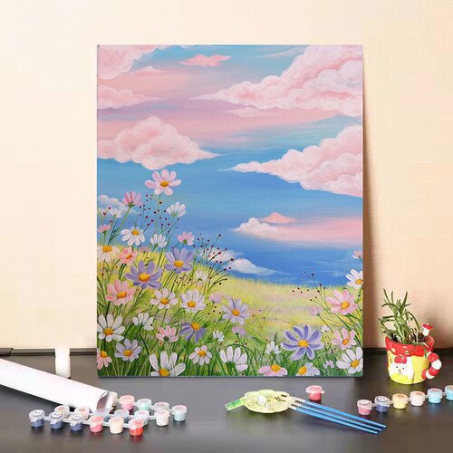 风景日落数字油画DIY填色套装 丙烯彩绘手工装饰画 3040cm数字
