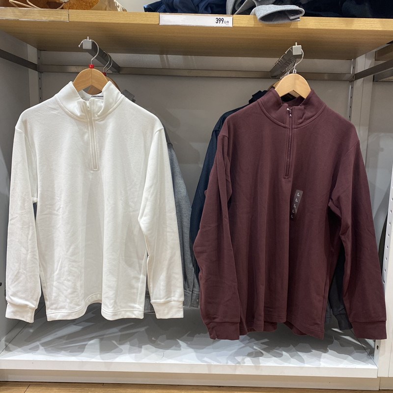 日单男装女装秋冬柔滑弹力摇粒绒半拉链套头衫卫衣/长袖T恤473141