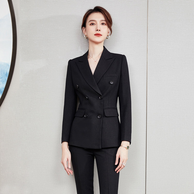 高端西装套装女时尚2021春秋黑色西服外套高级感职业装气质女神范