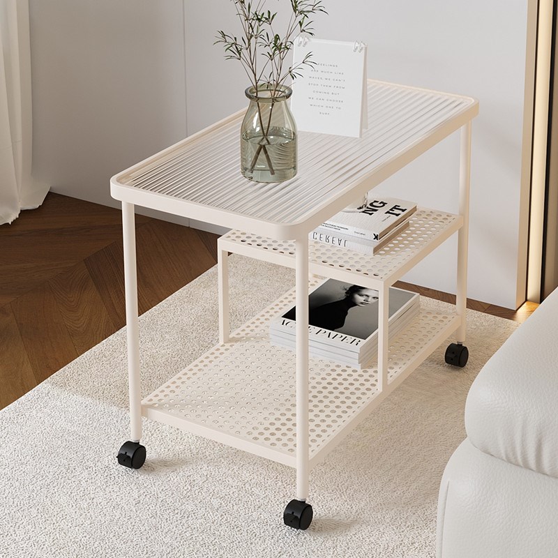 奶油风茶几卧室小户型创意小桌子移动钢化玻璃阳台茶桌迷你小方桌