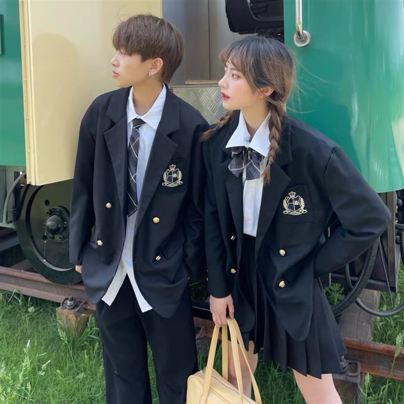 学院风情侣装秋装西装外套套装春秋男长袖衬衫西裤裙子jk制服班服