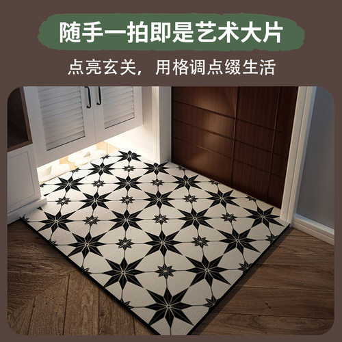 轻奢高级入户门地垫pvc免洗可擦门口门垫地毯家用皮革可裁剪脚垫