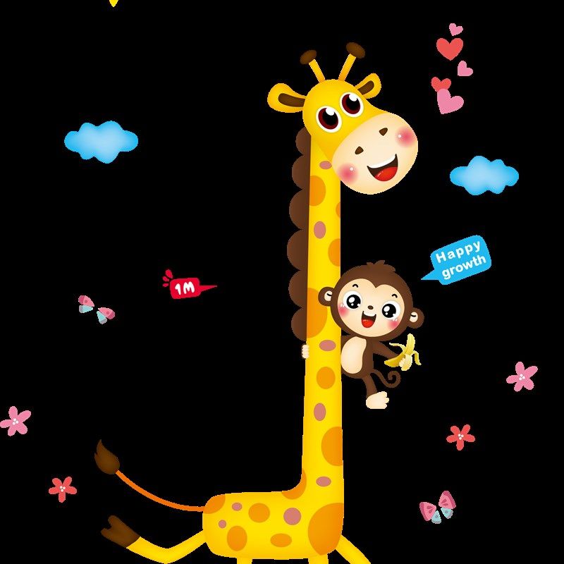 卡通动物身高贴纸宝宝儿童测量记录身高尺墙上贴画自粘墙壁画墙纸,家居饰品,身高贴,淘宝优惠券,粉丝福利购,淘宝优惠卷