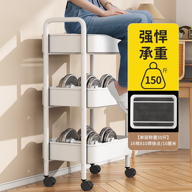 书架落地置物架移动带轮多层家用儿童零食收纳小推车简易铁艺书柜