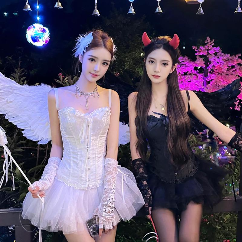 万圣节恶魔大翅膀背饰道具黑色天使羽毛成人cos魔法棒装饰品装扮图片