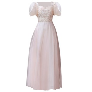 伴娘服女冬季小个子毕业主持演出晚礼服2024主持晚宴姐妹团伴娘裙