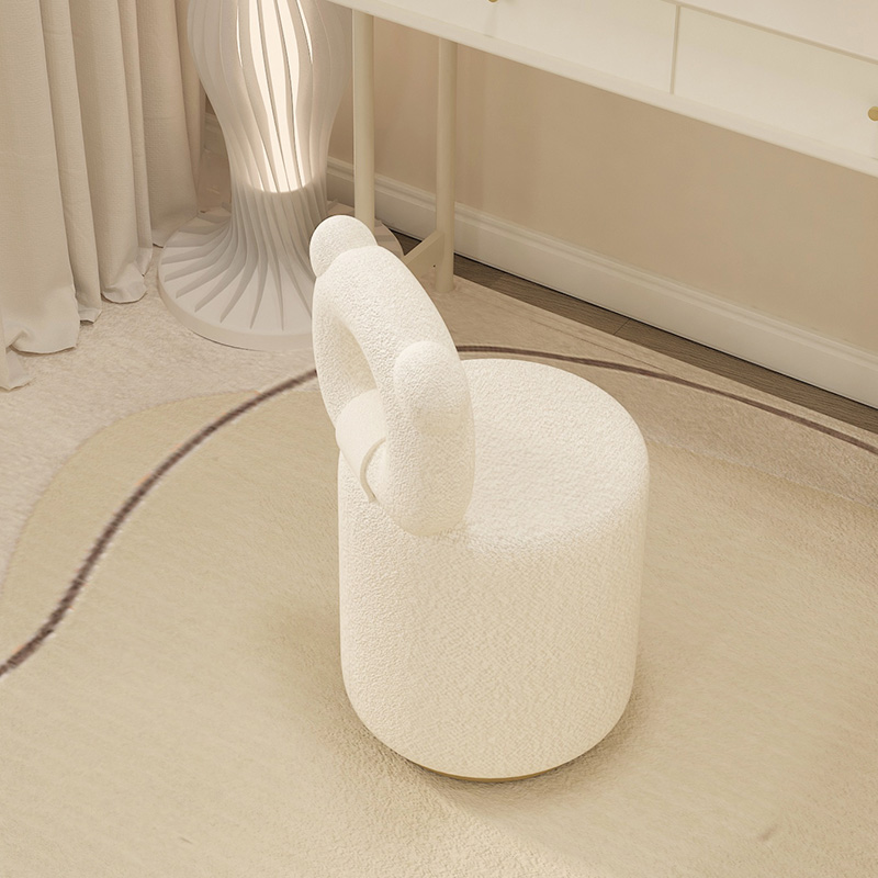 奶油风化妆椅轻奢高级可旋转化妆台椅子网红卧室凳子羊羔绒化妆椅