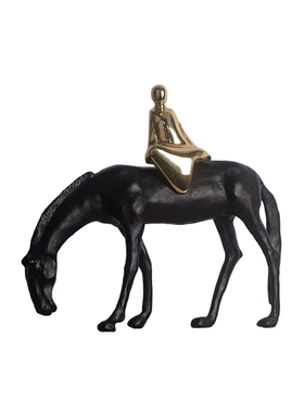 新中式简约抽象动物雕塑小摆件办公室酒店玄关样版间书房软装饰品