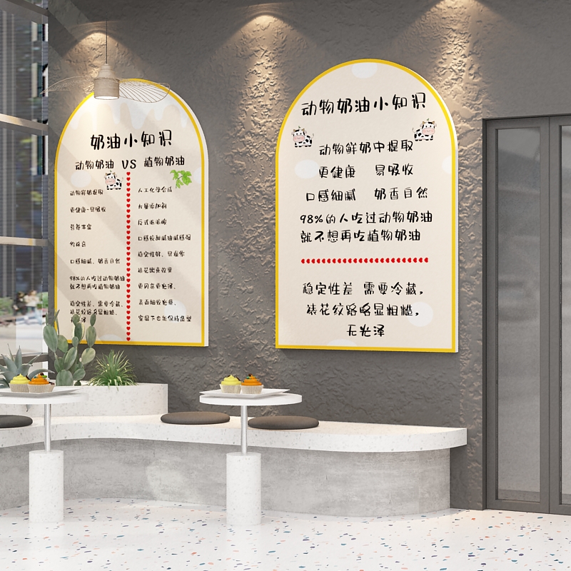 蛋糕店墙面装饰挂画烘焙面包甜品创意摆件吧台玻璃门贴纸背景网红