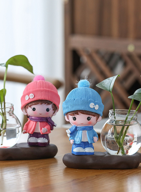 北欧风创意家居摆件装饰品酒柜客厅插花水培绿萝花瓶办公桌小摆件