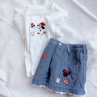 日单童装女孩套装T恤短裤雪纺半身裙裤百褶裙女宝夏季女童仙女裙