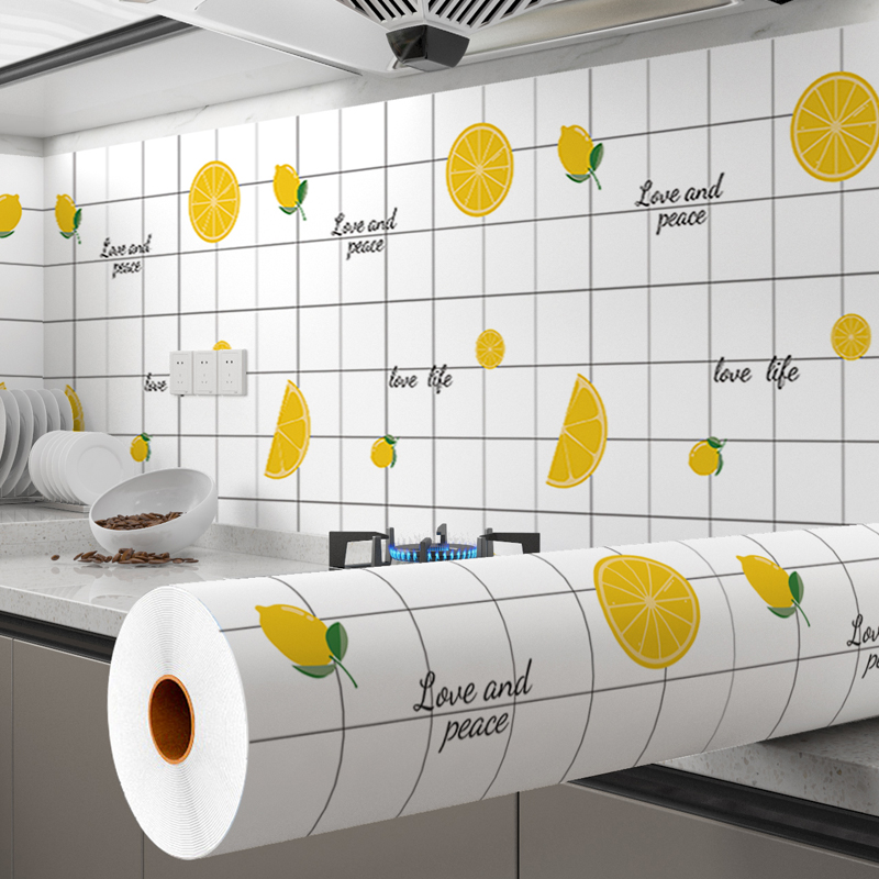 厨房防油贴纸加厚耐高温墙纸橱柜灶台墙面防水防潮防油烟瓷砖墙贴