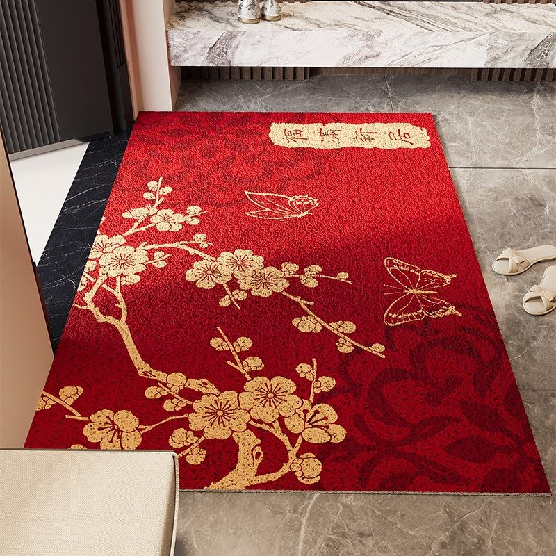 红色丝圈入户门地垫PVC蛇年耐脏免洗防滑脚垫大门口进门地毯定制,居家布艺,入户地垫,淘宝优惠券,粉丝福利购,淘宝优惠卷