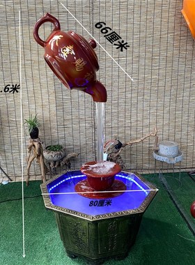 户外玻璃钢悬空流水天壶雕塑茶壶招财大摆件庭院茶园茶楼景观装饰