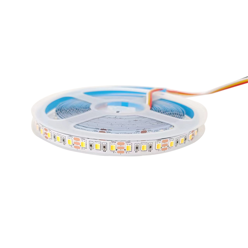 LED双色温灯带 12v24伏三色可调光变色 自粘白中暖4000k智能灯条