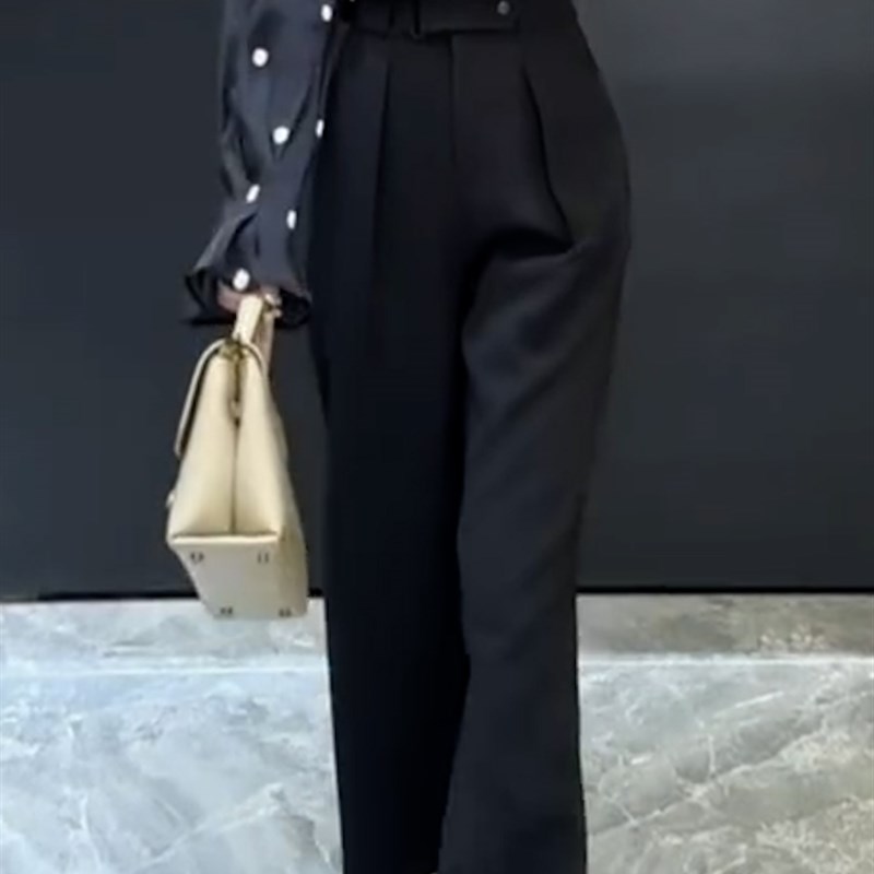 西装裤夏季垂感阔腿裤2025新款高腰OL薄款透气直筒裤宽松休闲裤