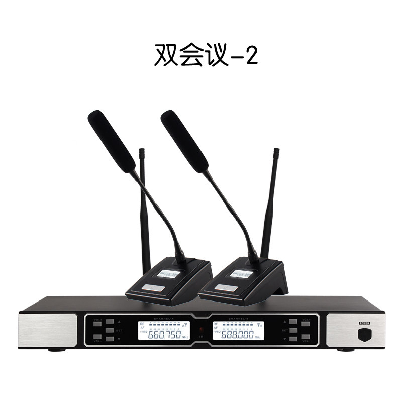 UHF调频一拖二无线麦克风专业舞台演出头戴领夹式会议座话筒