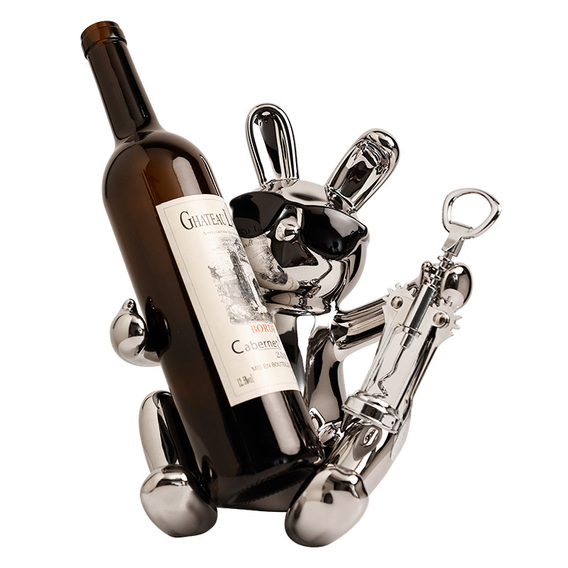 兔子红酒架装饰品客厅乔迁礼物电镀银轻奢餐边柜酒托酒柜兔年摆件,家居饰品,装饰摆件,淘宝优惠券,粉丝福利购,淘宝优惠卷