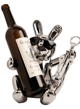 兔子红酒架装饰品客厅乔迁礼物电镀银轻奢餐边柜酒托酒柜兔年摆件