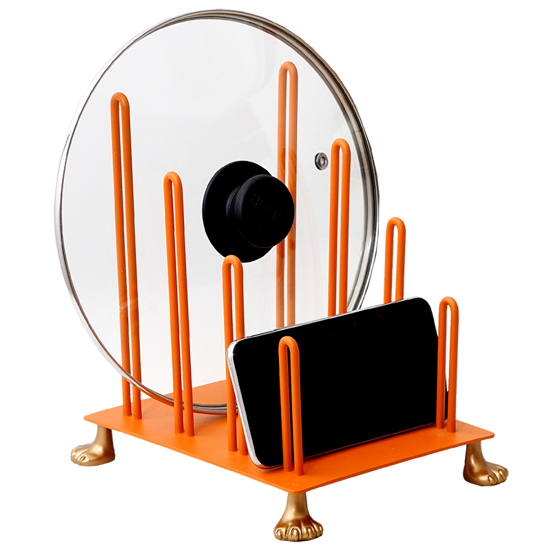 空之喵喵厨房锅盖架台面家用不锈钢置物架多功能神器坐式放钻板架