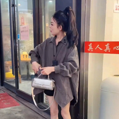 新款慵懒风宽松遮肉薄外套上衣秋