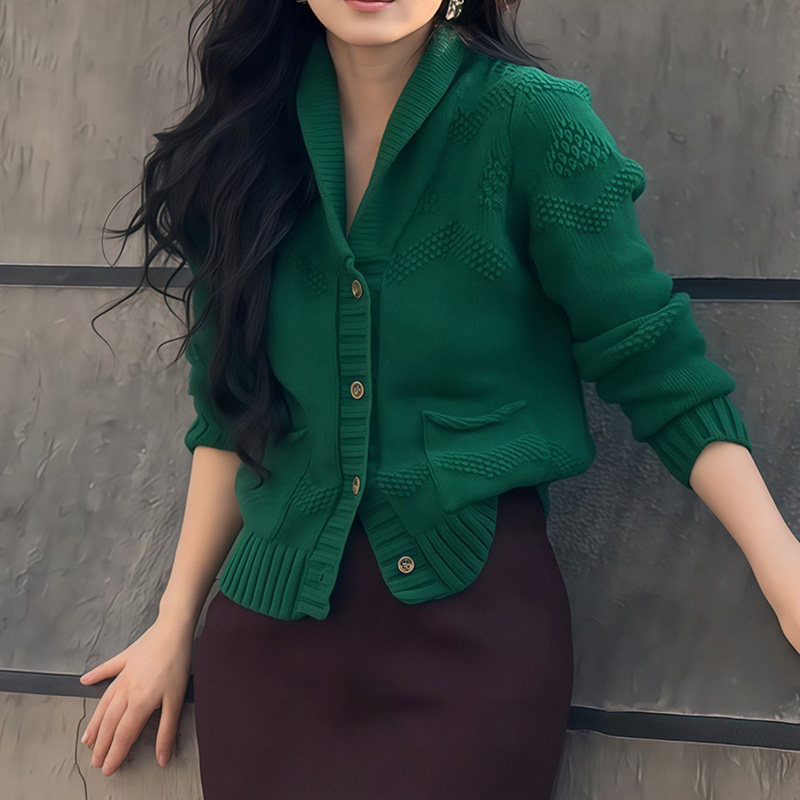 韩系时尚气质慵懒V领针织毛衣女春季复古气质修身单排扣开衫上衣,女装/女士精品,毛针织衫,淘宝优惠券,粉丝福利购,淘宝优惠卷