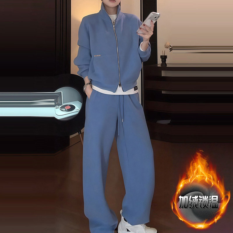 韩版休闲运动套装女士冬季新款立领卫衣直筒长裤子加绒加厚两件套,女装/女士精品,时尚套装,淘宝优惠券,粉丝福利购,淘宝优惠卷