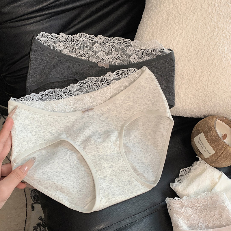 蕾丝边纯棉低腰透气女三角裤