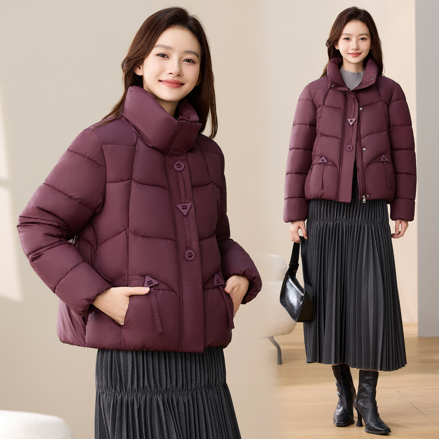 2025新款短款棉服女秋冬新款时尚洋气立领加厚保暖女士棉衣外套潮