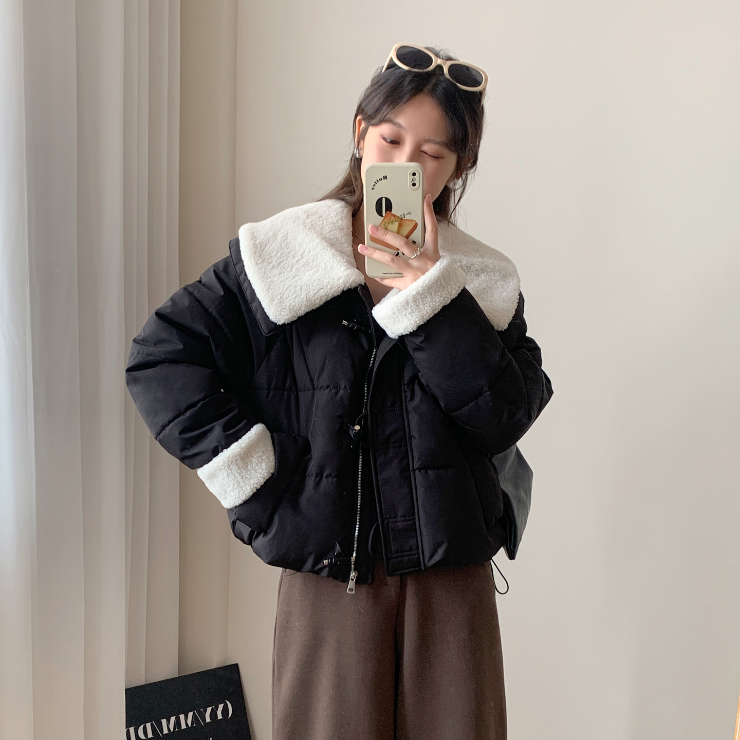 2025新款短款棉服秋冬新款羊羔毛时尚洋气加厚保暖女士棉衣外套潮