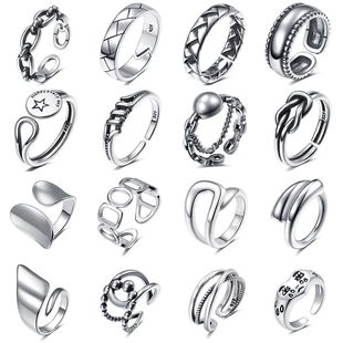 跨境货源欧美金属饰品开口情侣戒指夸张造型朋克风活口指环发