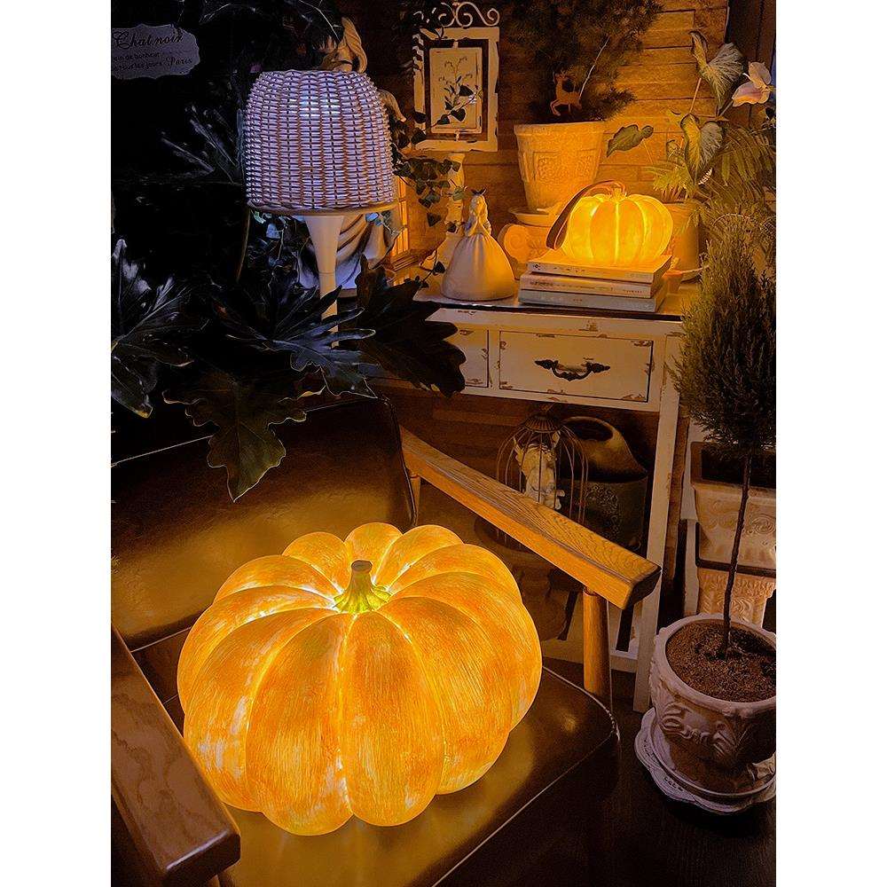 中古南瓜手提台灯充电便携户外庭院花园氛围灯卧室书房创意小夜灯