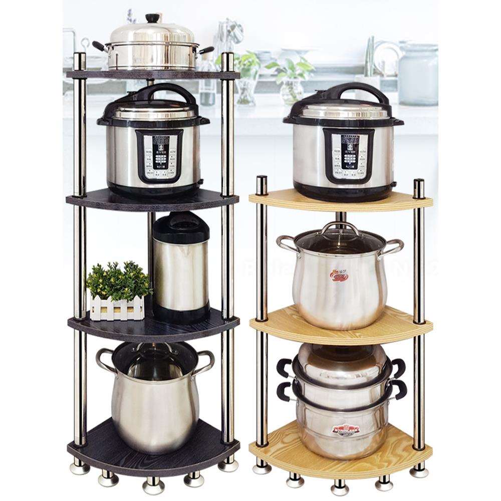 加厚不锈钢放锅架子厨房置物架扇形角落收纳架落地三角架厨具新品