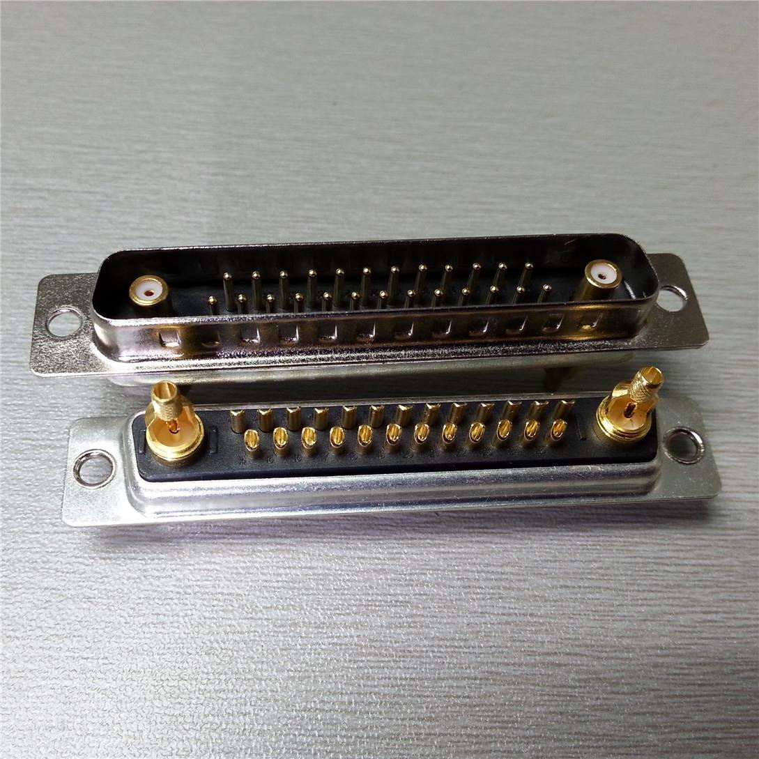 混装D-SUB27W2射频焊线公头DB型高频同轴信号27W2公座连接器