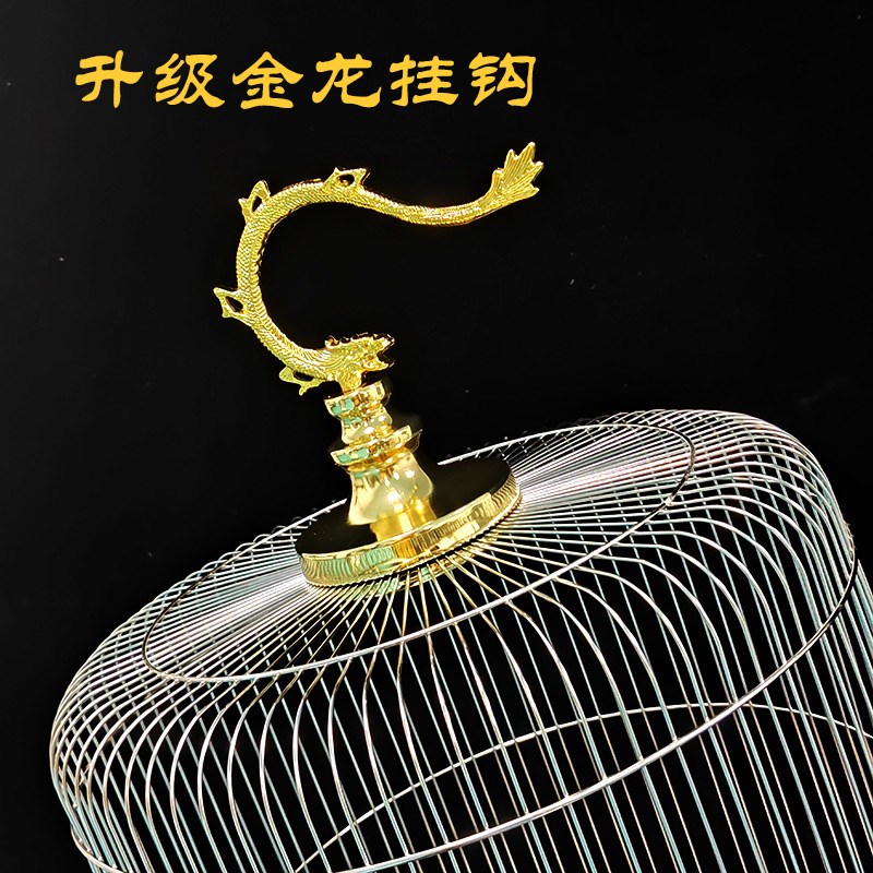 虎皮牡丹玄凤不锈钢鸟笼圆形八哥鹩哥笼大号全套家养殖笼鹦鹉鸟笼