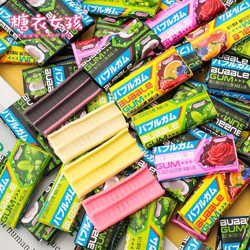 混合口味泡泡糖精美贴纸儿童怀旧零食糖果小卖部批发