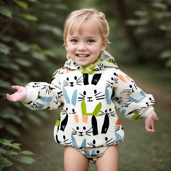 男女宝宝韩版加绒秋冬衣服新生儿包屁衣可爱兔子婴儿连帽连体衣