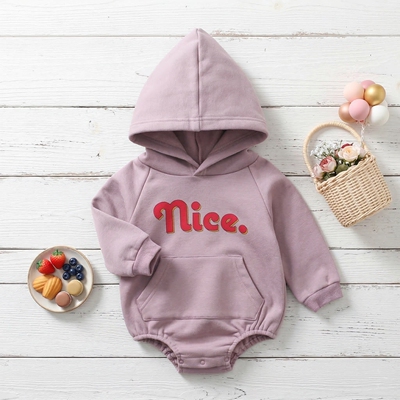 包屁衣ins可爱衣服加绒男女宝宝连体衣秋冬款字母印花婴儿服饰