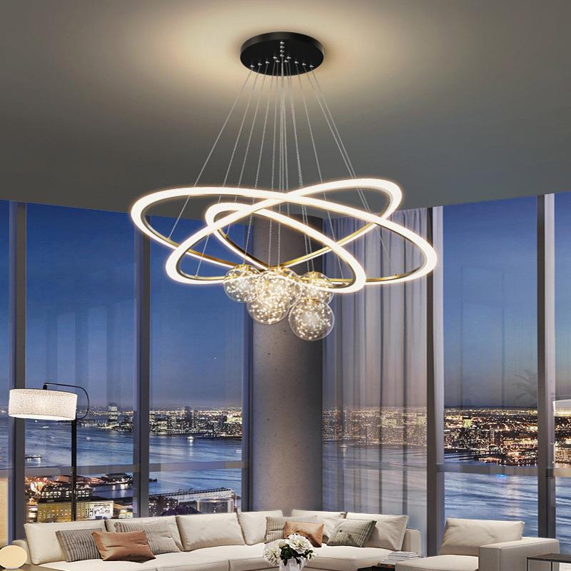 北欧客厅灯大气创意满天星投影吊灯轻奢餐厅卧室灯网红主题酒店灯