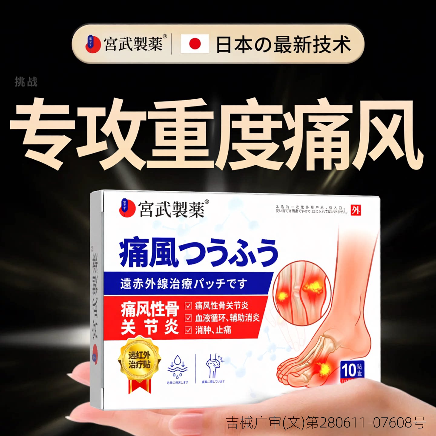 痛风贴溶石降尿酸消肿止痛贴特效冷敷专治类性关节炎祛痛风湿膏贴