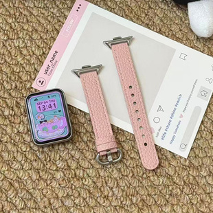 适用小米手环10pro表带小米8/9PRO手表带荔枝纹红米6/5/4针扣表带