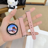 适用华为gt5 4手表带watch4gt3pro新款 荔枝纹皮质环扣百搭腕带