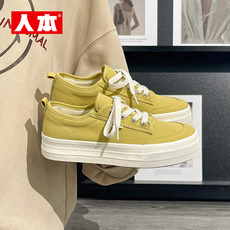 人本帆布鞋女款2025新款爆款女鞋秋季运动休闲板鞋潮甜美学生百搭