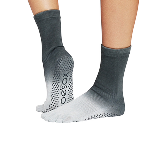 toesox瑜伽五指袜中筒训练袜春秋款普拉提舞蹈防滑颗粒运动袜Crew