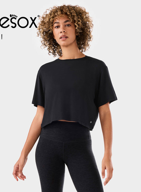 toesox tavi联名款女夏休闲运动T恤 棉感短袖高弹轻薄舒适上衣