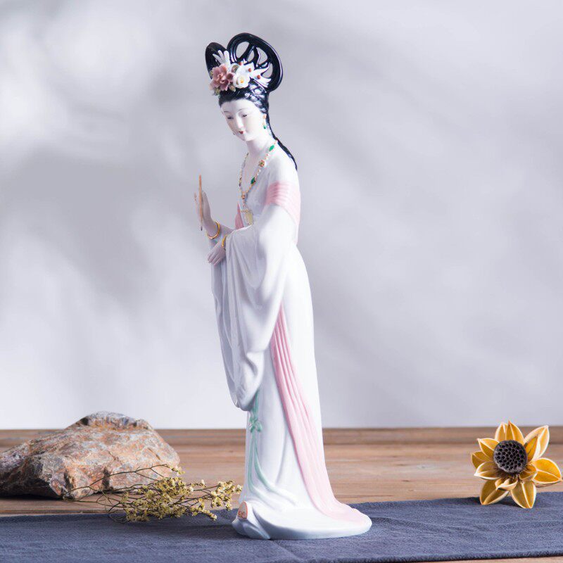 唐朝仕女陶瓷摆件新中式风格复古怀旧人物摆饰